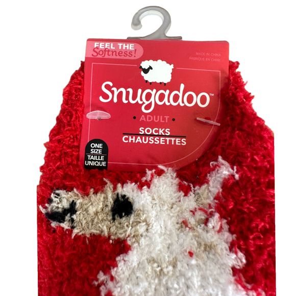 Snugadoo Soft Fuzzy Socks Llama Striped Red Pink Adult One Size NEW - Picture 4 of 5